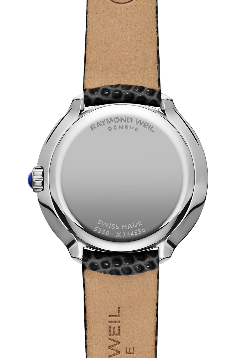 Montre Toccata Heritage pour femme avec diamants, cadran noir, bracelet en cuir, quartz, 28 mm