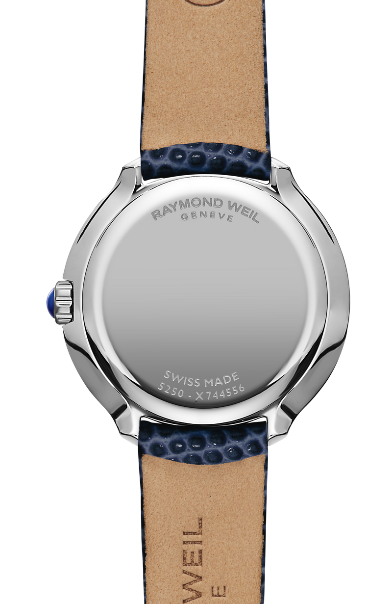 Montre Toccata Heritage femme, acier inoxydable, cadran argenté, bracelet en cuir, quartz, 28 mm