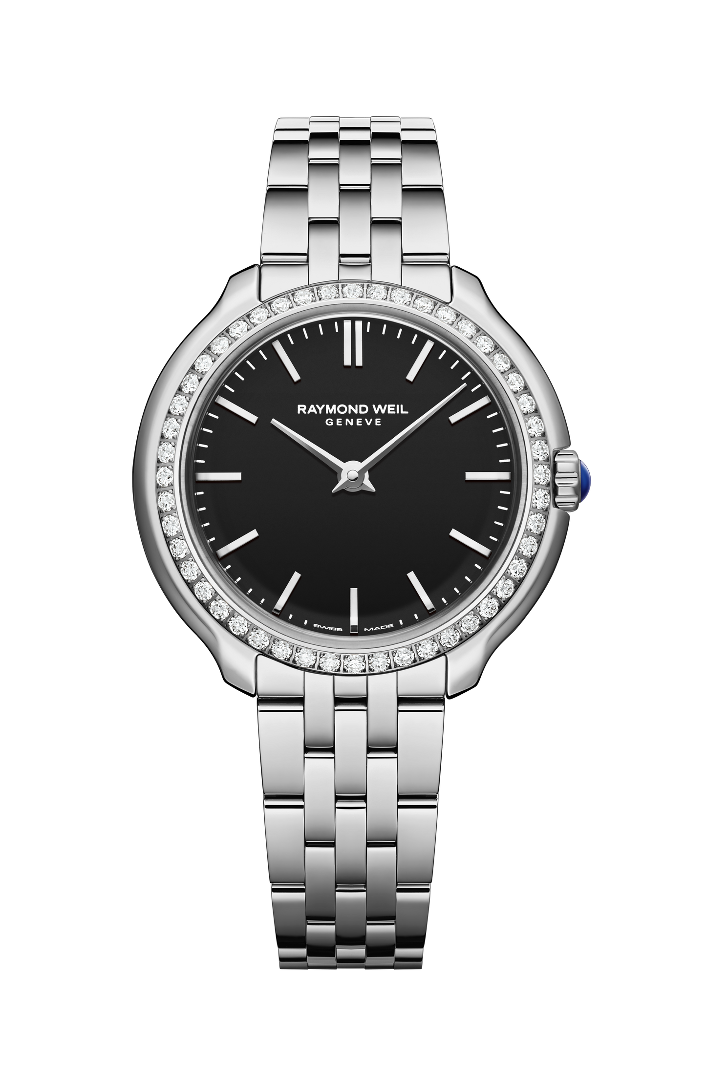 Toccata Ladies Heritage Diamond Stainless Steel Black Dial Quartz Watch, 28 mm