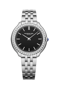 Montre à quartz et diamants cadran noir Toccata Heritage pour femme, 28 mm