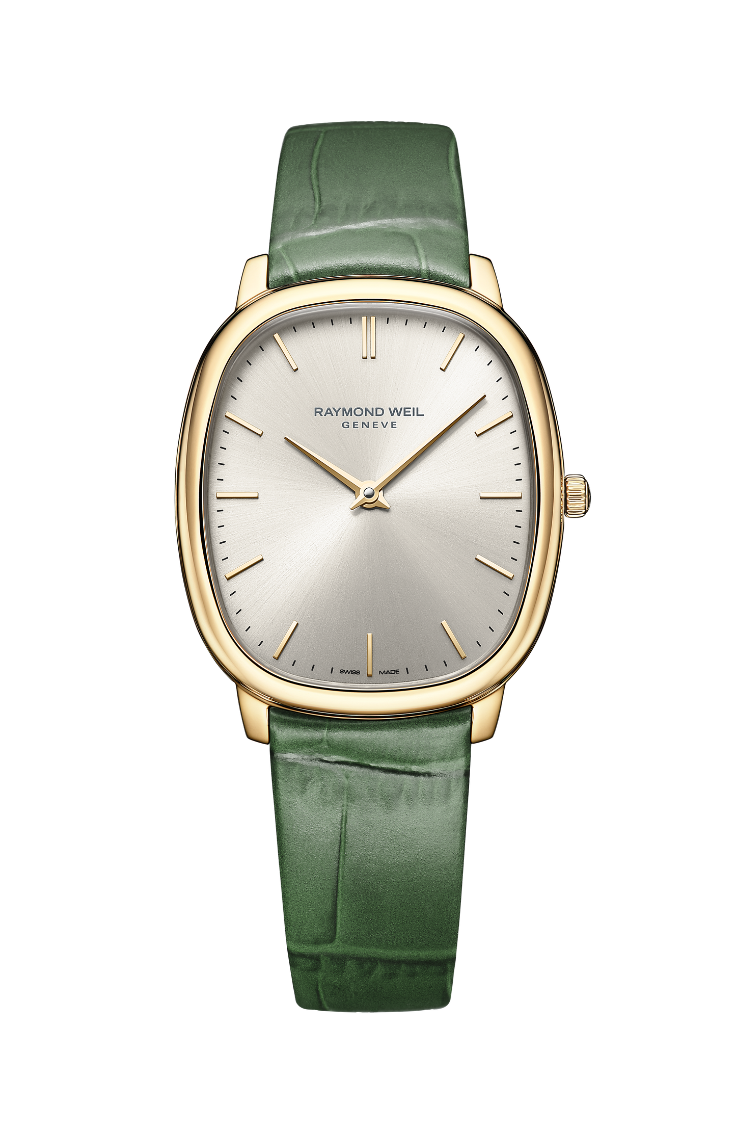 Toccata Heritage Old Silver Dial Green Leather Strap Quartz Watch, 31 x 36 mm