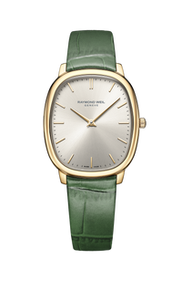 Toccata Heritage Old Silver Dial Green Leather Strap Quartz Watch, 31 x 36 mm