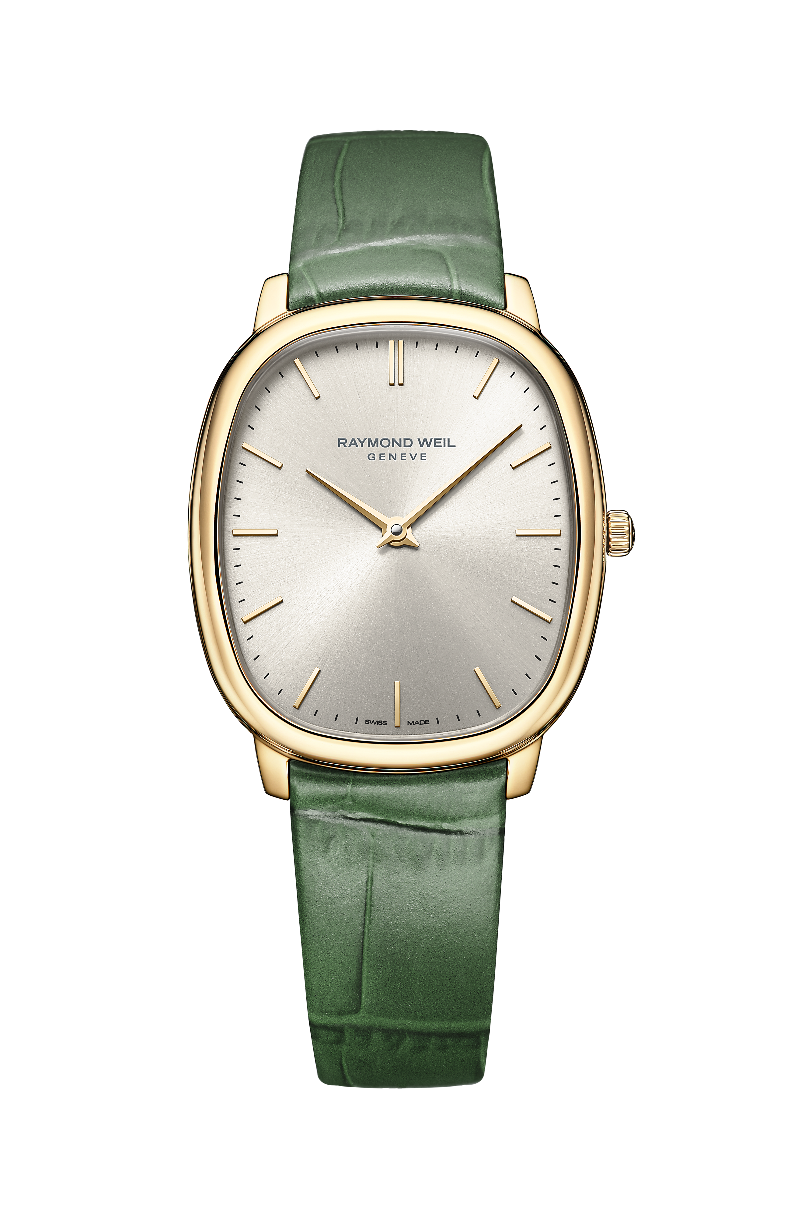 Toccata Heritage Old Silver Dial Green Leather Strap Quartz Watch, 31 x 36 mm