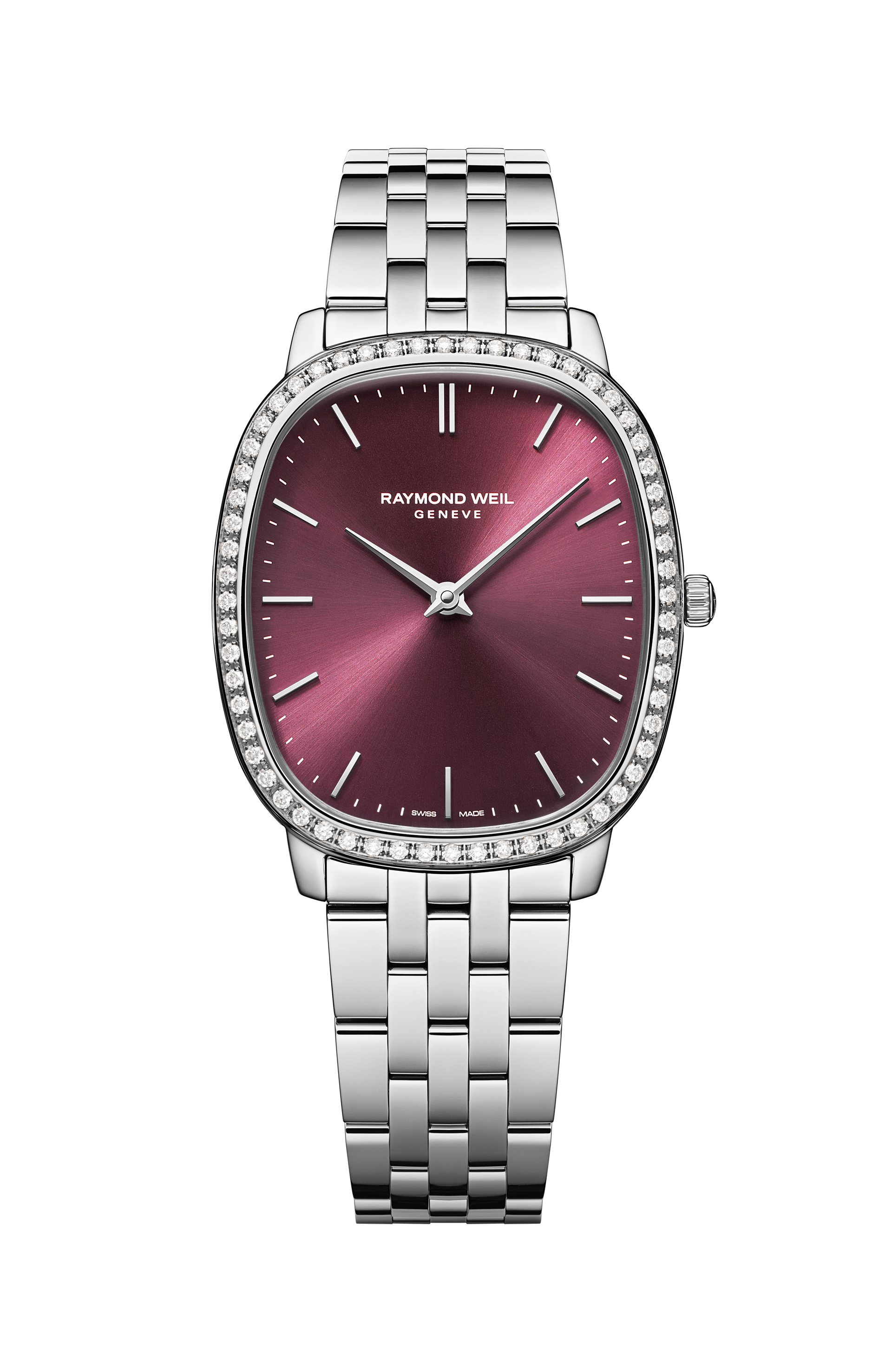Raymond Weil Toccata Heritage Red Grape Dial Quartz Diamonds Bracelet Watch, 31 x 36 mm