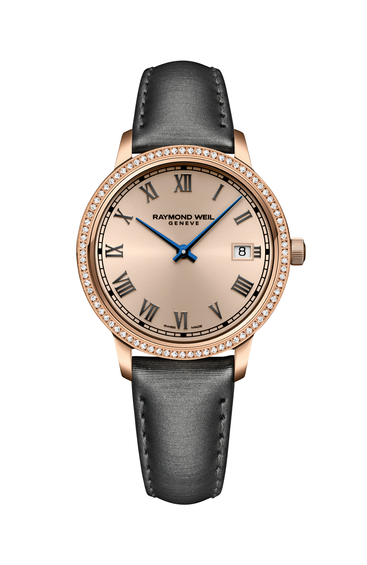 Toccata Ladies 80 Diamonds Grey Satin Quartz Watch, 34 mm