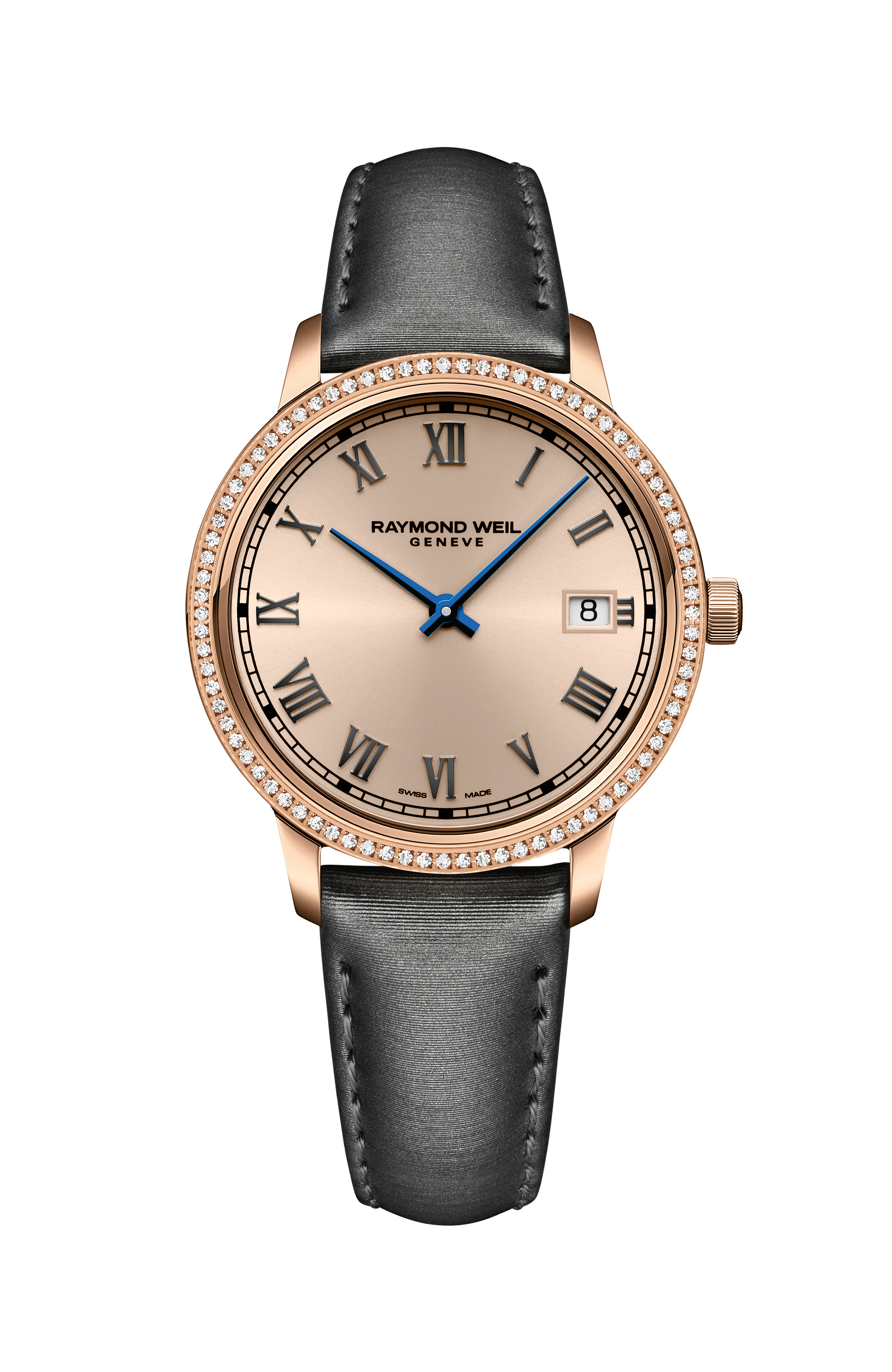 Toccata Ladies 80 Diamonds Grey Satin Quartz Watch, 34 mm