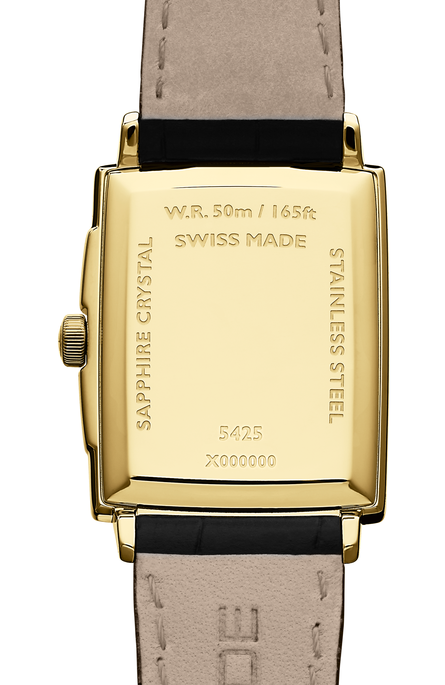 Toccata Men's Gold PVD White Dial Leather Square Quartz Watch, 37 x 29 mm