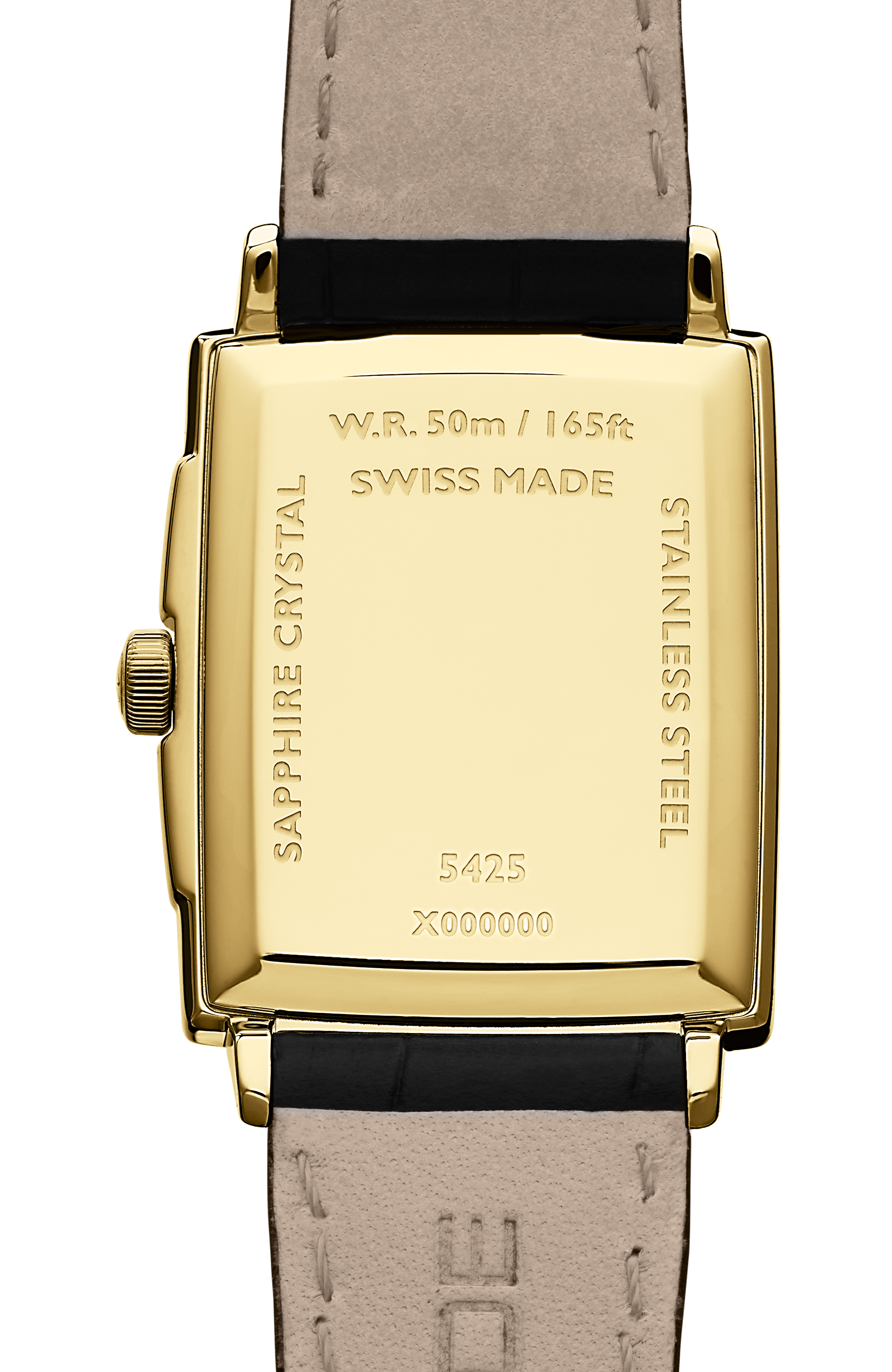 Toccata Men's Gold PVD White Dial Leather Square Quartz Watch, 37 x 29 mm