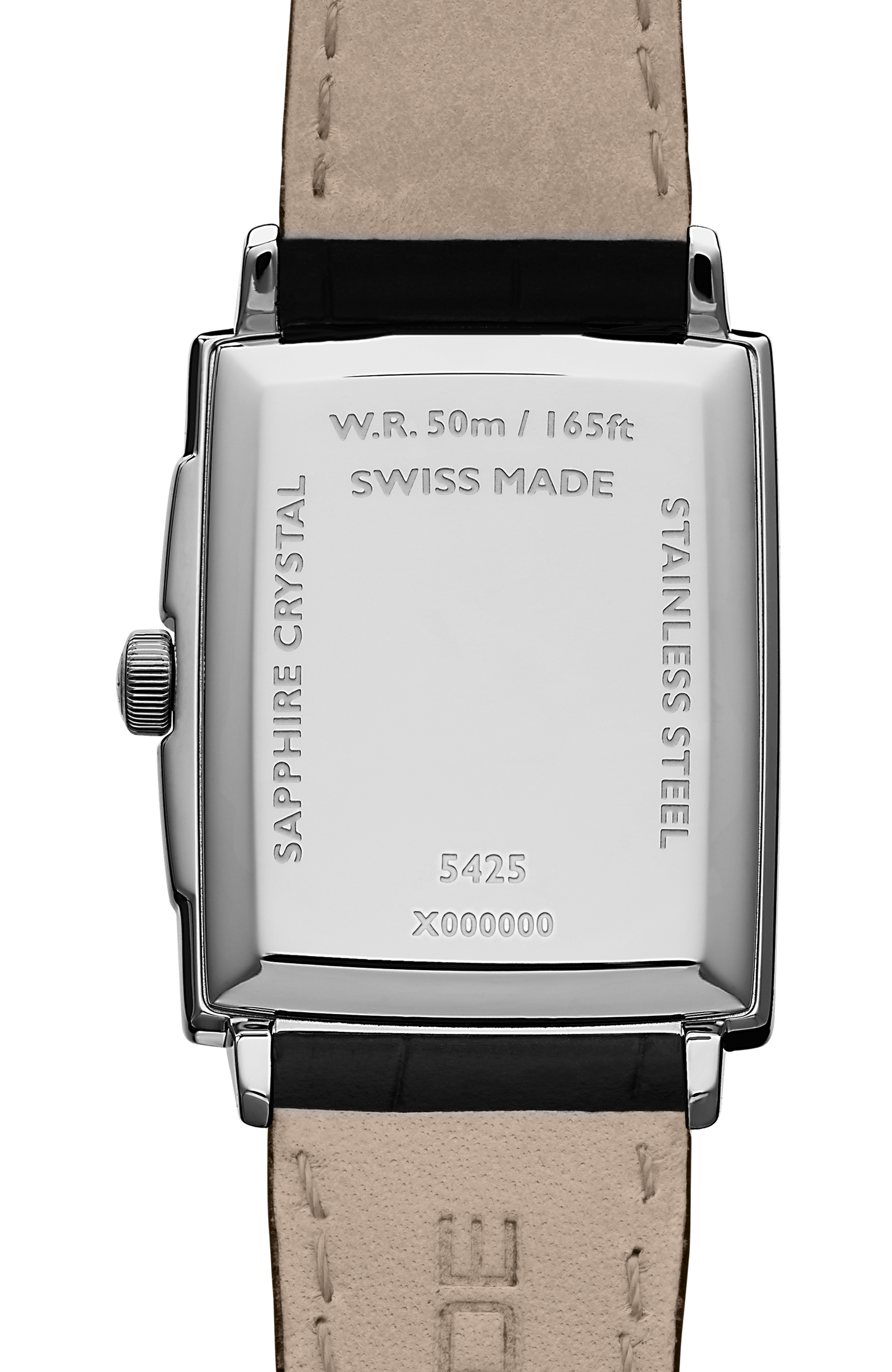 Toccata Men's Stainless Steel Leather Square Quartz Watch, 37 x 29 mm