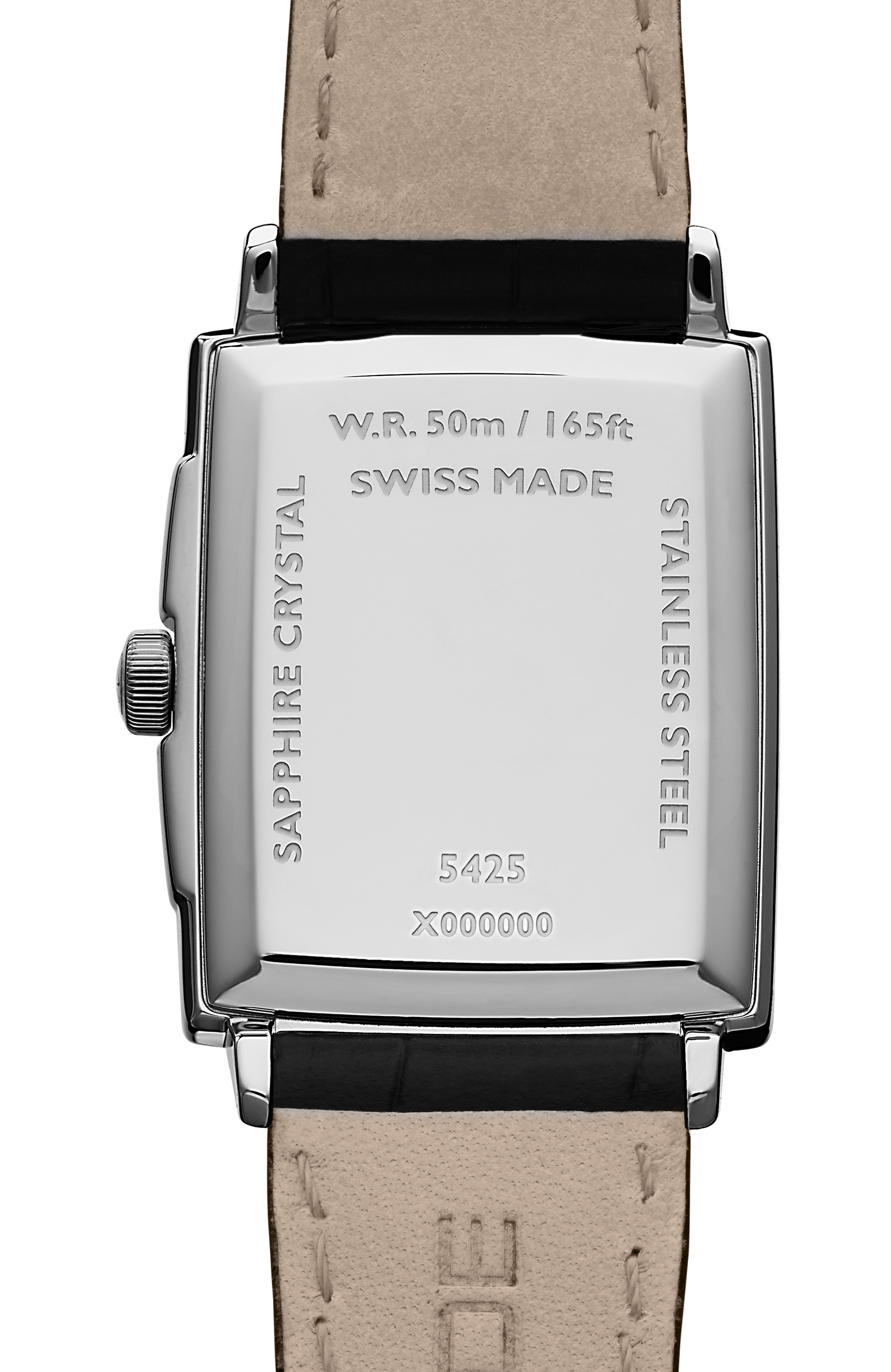 Toccata Men's Stainless Steel Leather Square Quartz Watch, 37 x 29 mm