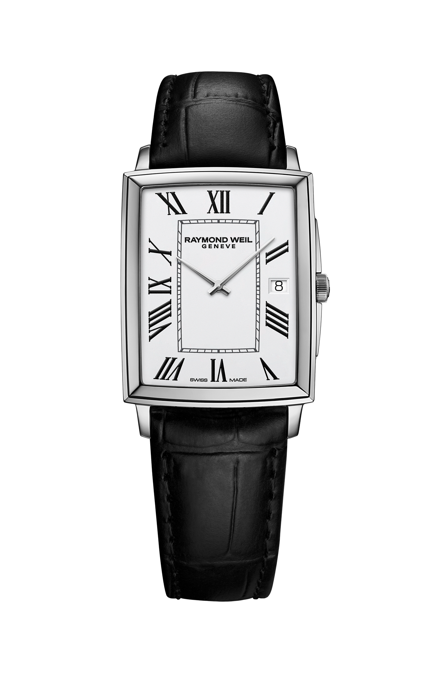 Toccata Men's Stainless Steel Leather Square Quartz Watch, 37 x 29 mm