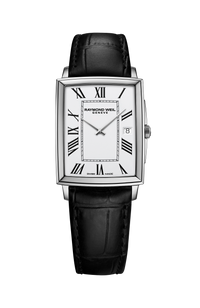 Toccata Men's Stainless Steel Leather Square Quartz Watch, 37 x 29 mm