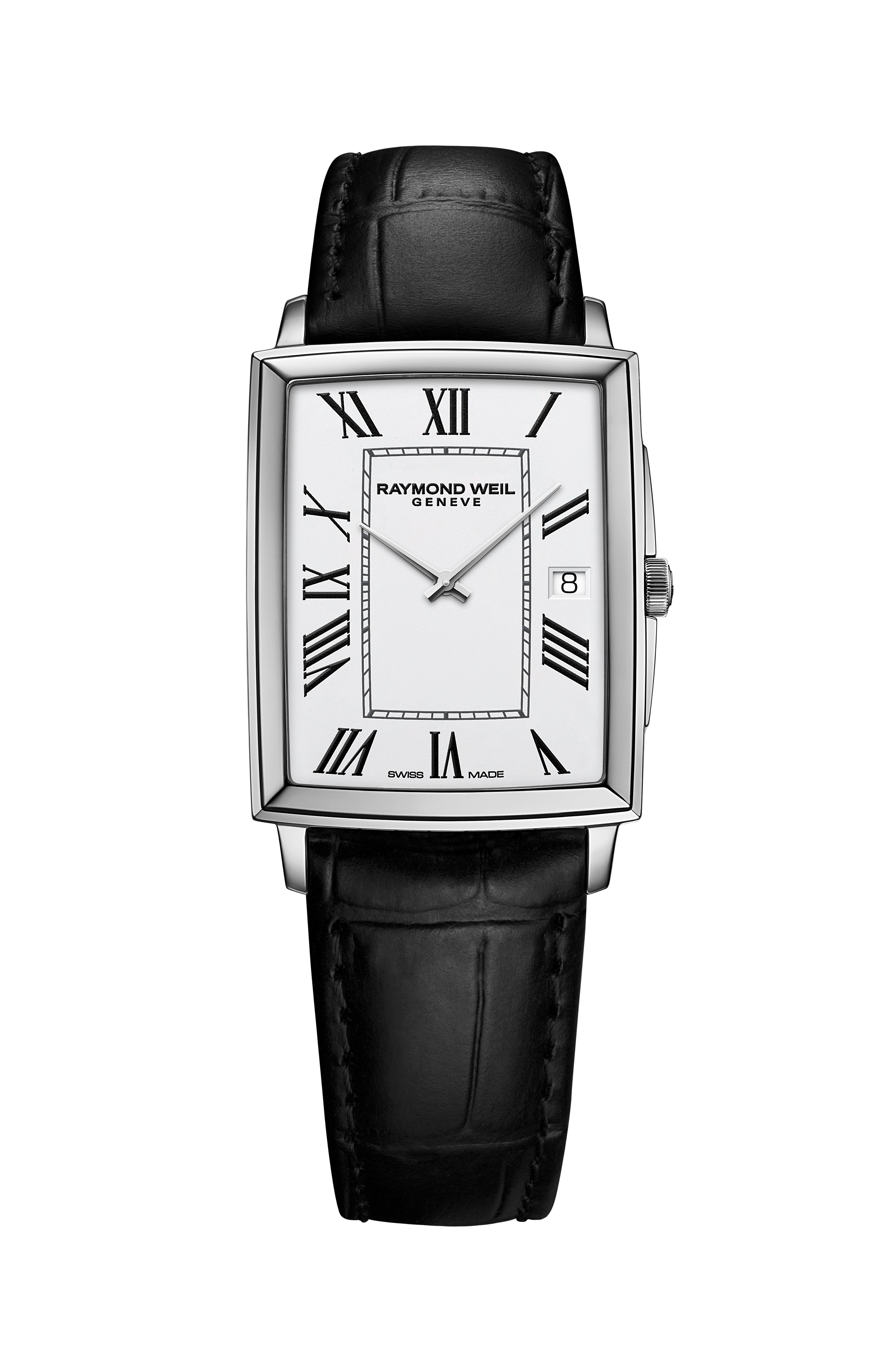 Toccata Men's Stainless Steel Leather Square Quartz Watch, 37 x 29 mm