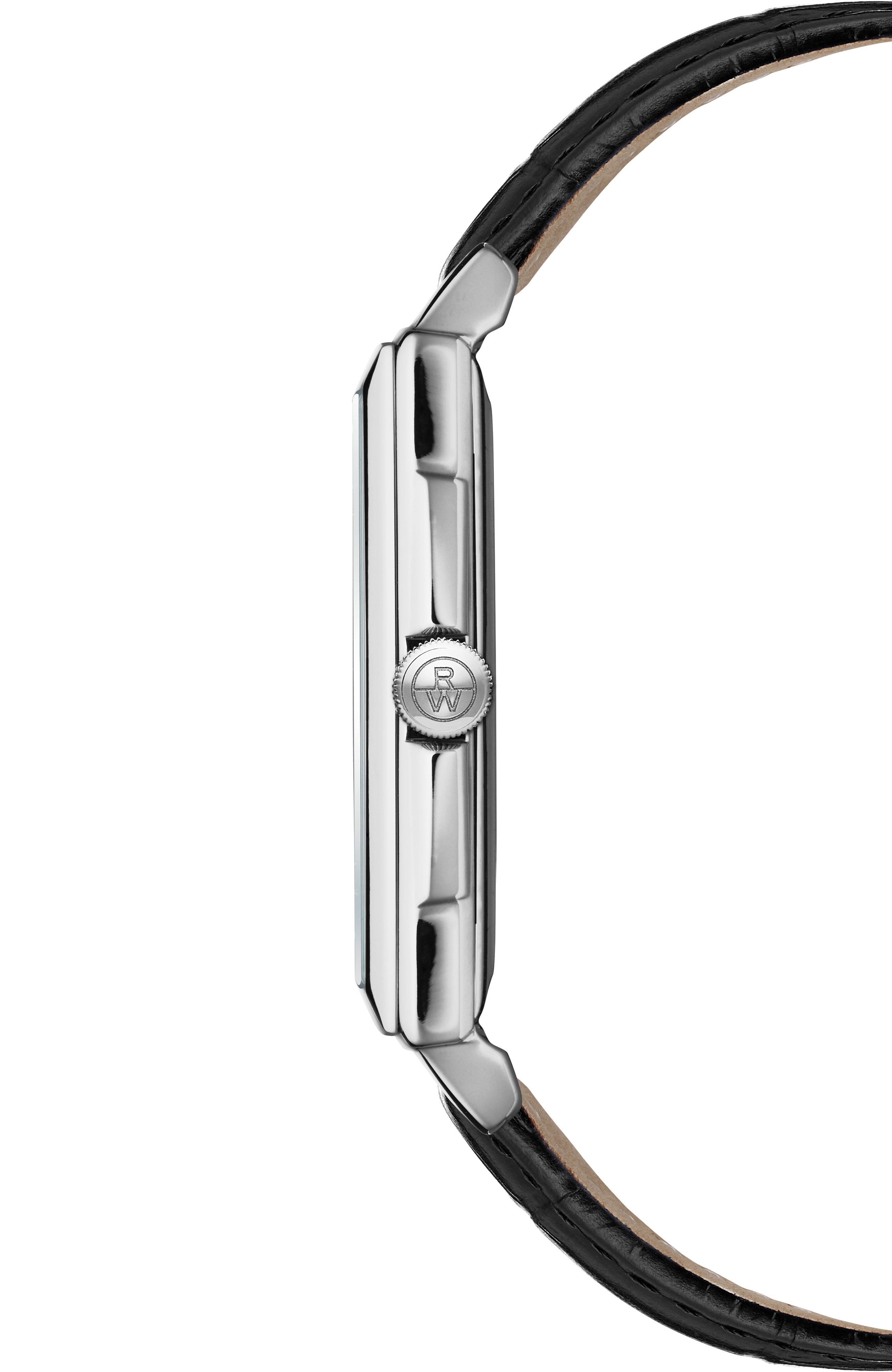 Toccata Men's Stainless Steel Leather Square Quartz Watch, 37 x 29 mm