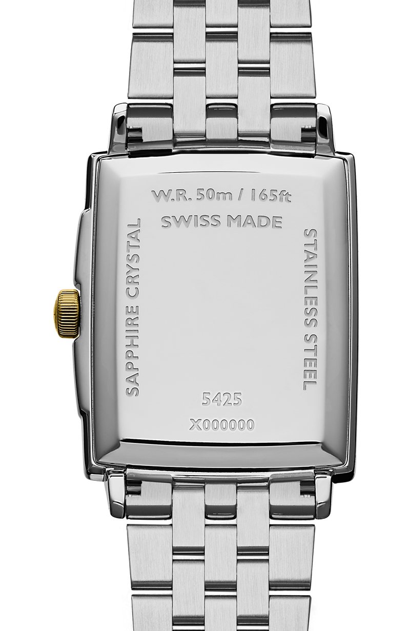 Toccata montre bicolore rectangulaire classique pour homme avec cadran blanc, 37 x 29 mm