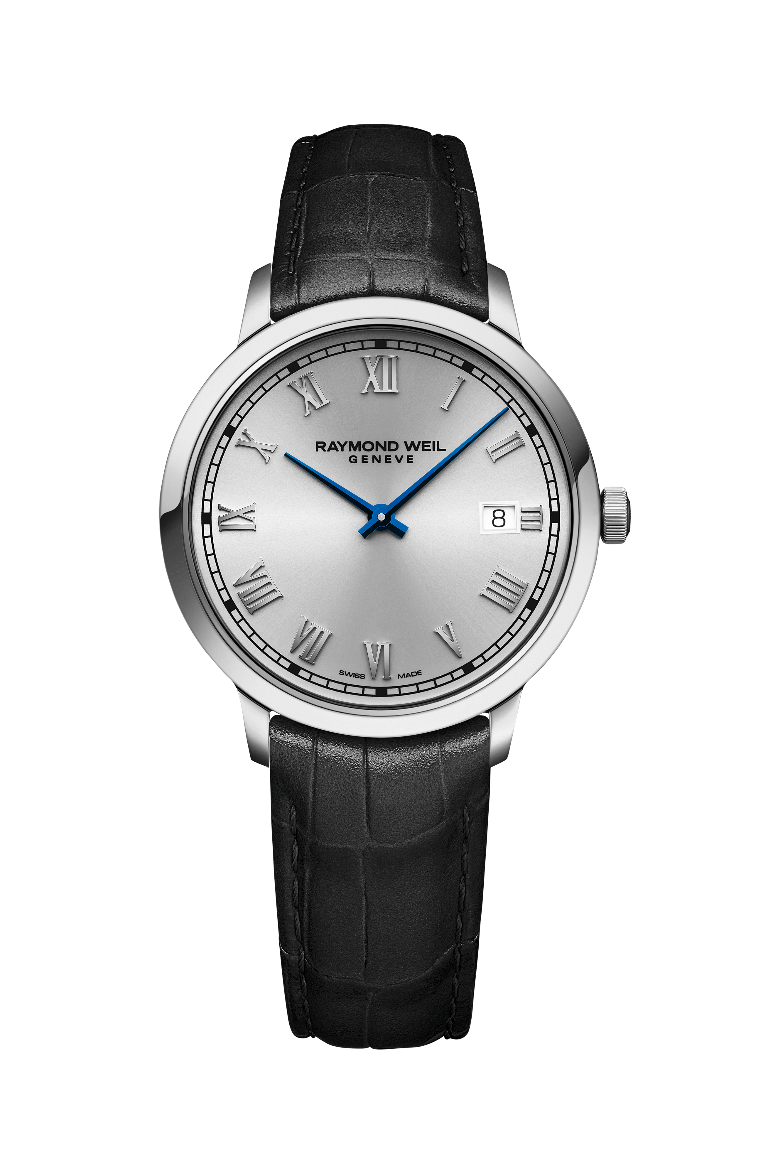 Toccata Men's Classic Silver Dial Leather Quartz Watch, 39 mm