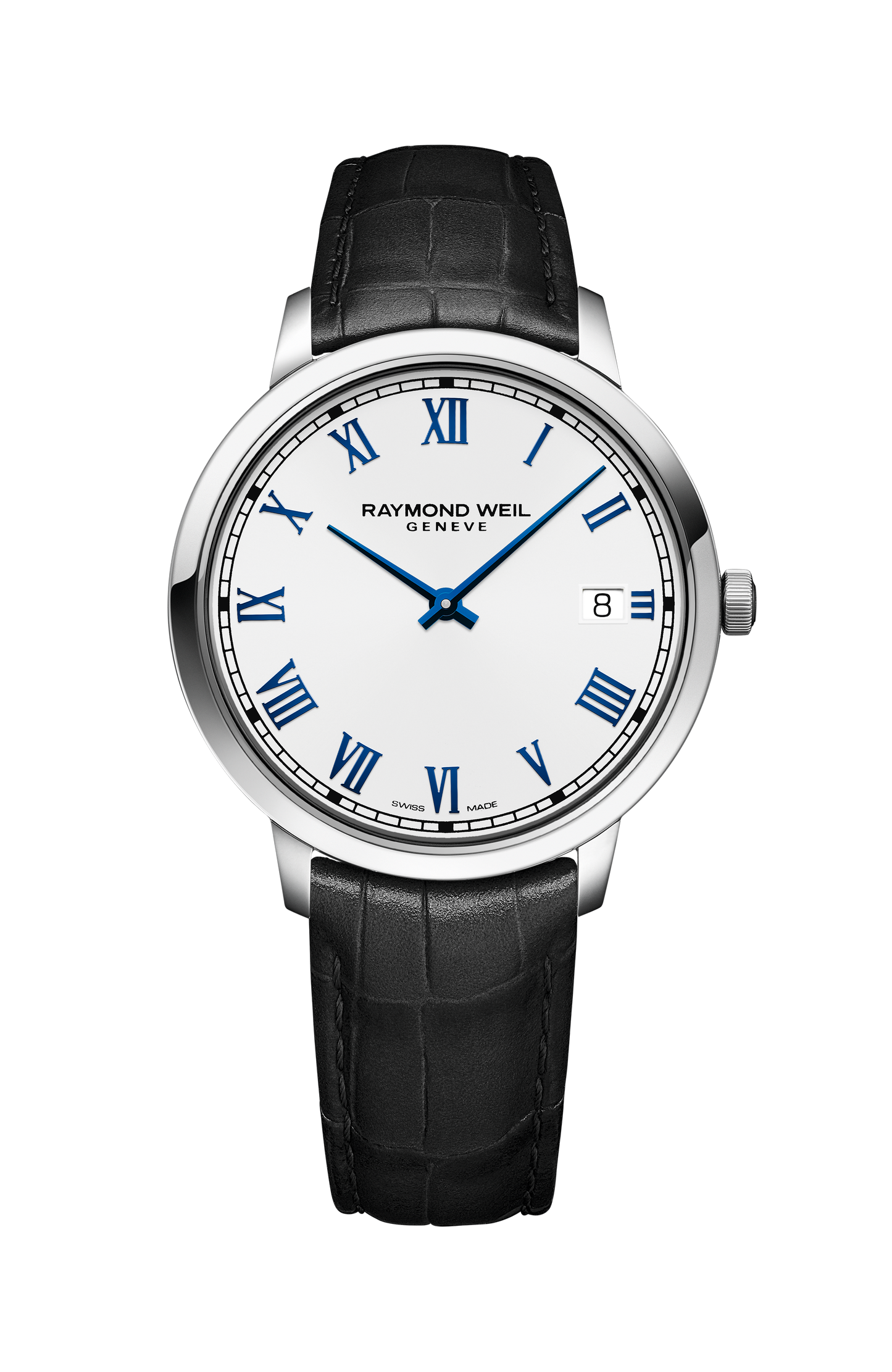 Toccata Men's Classic White Dial Leather Quartz Watch, 42 mm