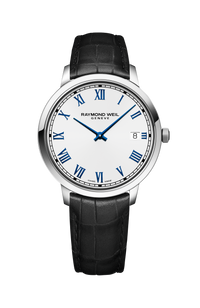 Toccata Men's Classic White Dial Leather Quartz Watch, 42 mm