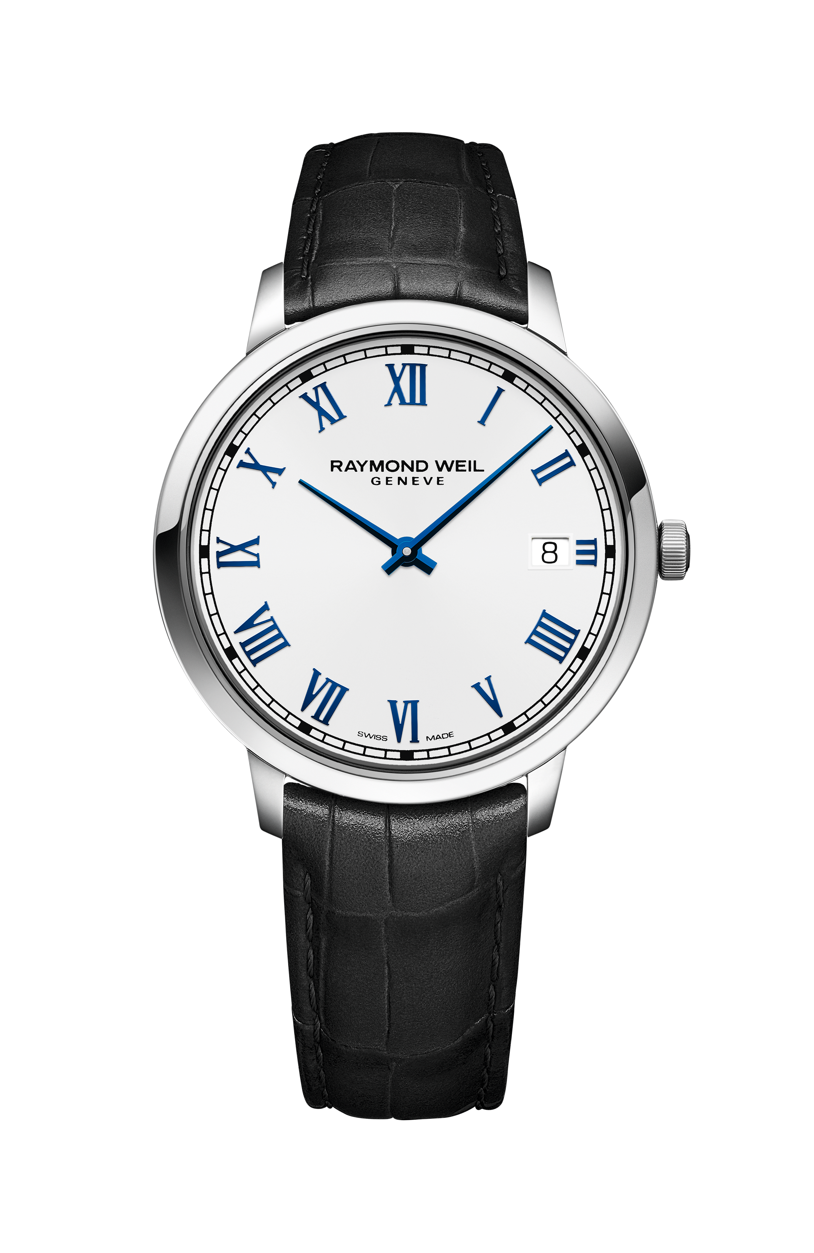 Toccata Men's Classic White Dial Leather Quartz Watch, 42 mm