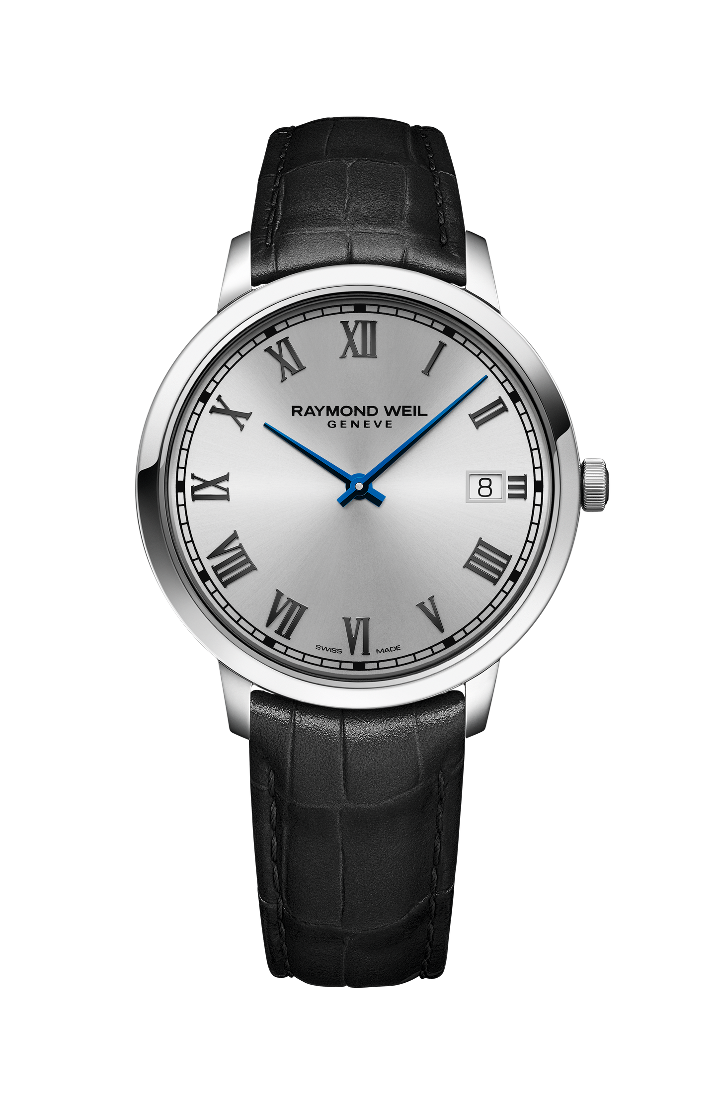 Toccata Men's Classic Silver Dial Leather Quartz Watch, 42 mm