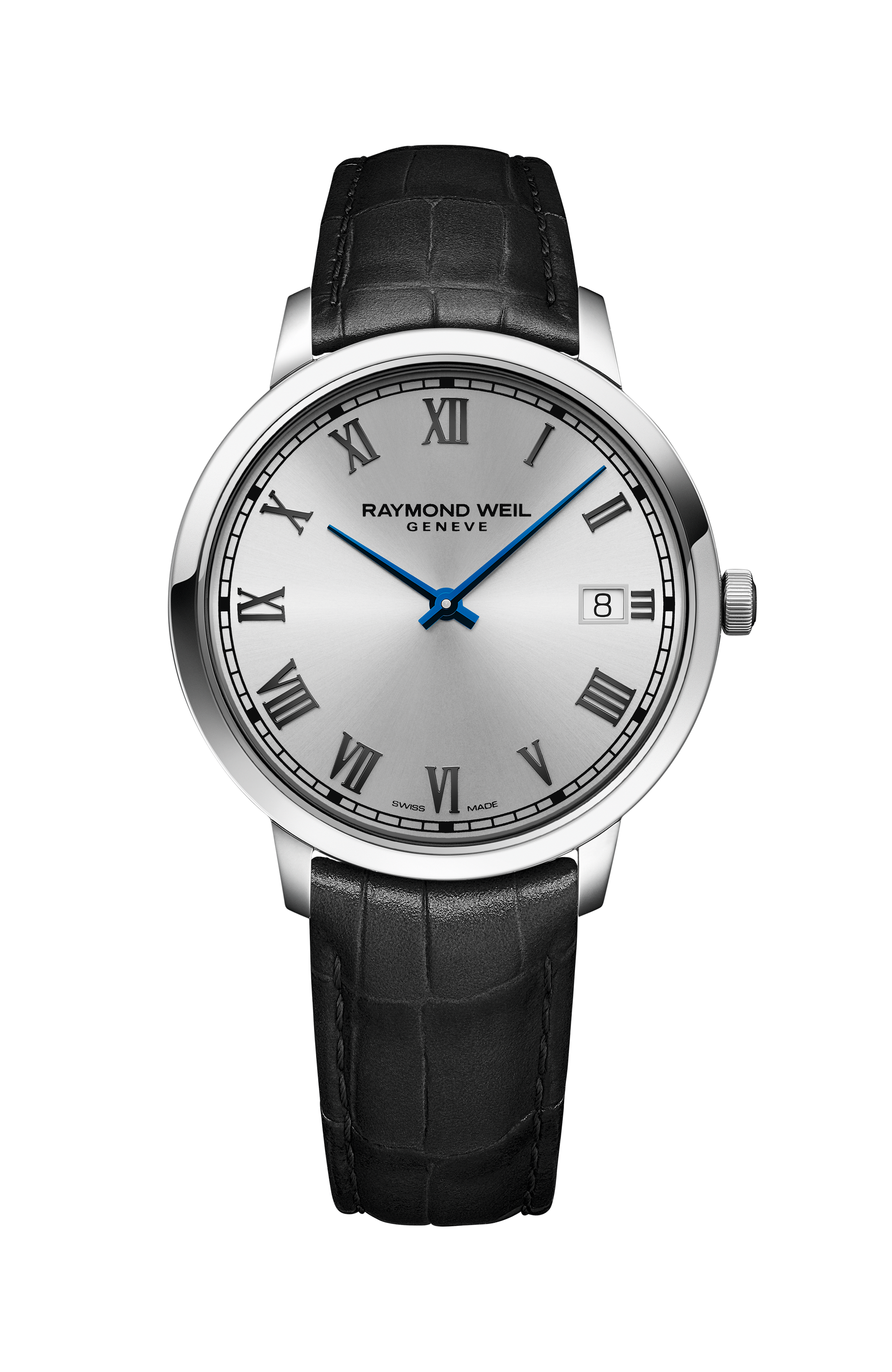Toccata Men's Classic Silver Dial Leather Quartz Watch, 42 mm