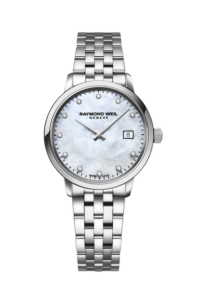 ヤット777 27CM Steel White Mother-of-Pearl Diamond Watch - Toccata | RAYMOND WEIL