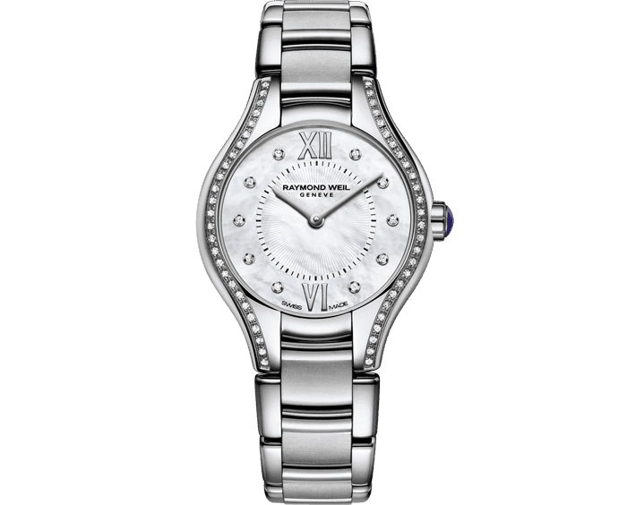 Ladies Silver Stainless Steel Diamond Quartz Watch, 24mm - Noemia ...