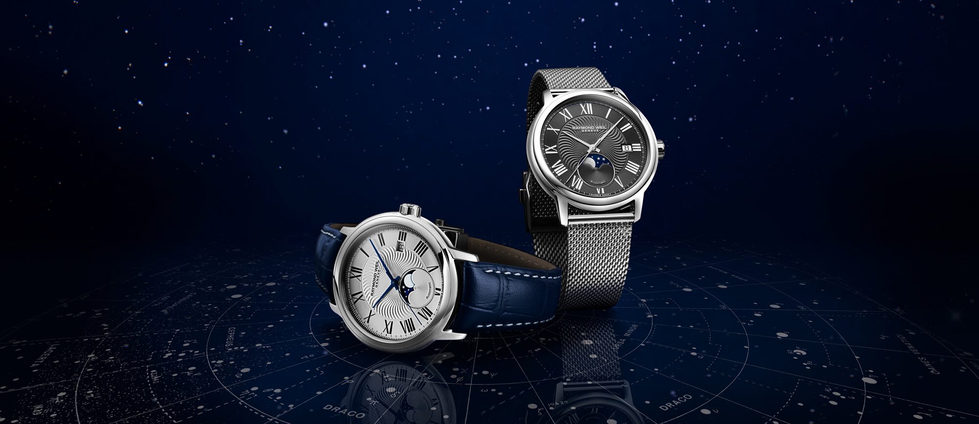 Montre-bracelet à mailles grises Maestro phase de lune RAYMOND WEIL
