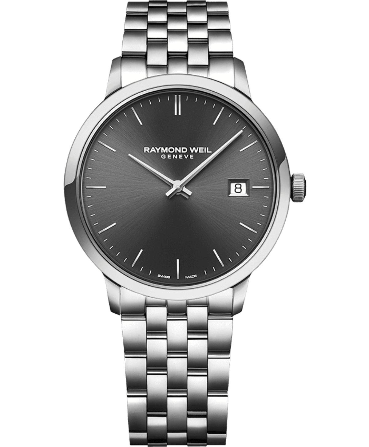 Toccata klassische Herren Quarzuhr mit grauem Zifferblatt Stahl 39 mm