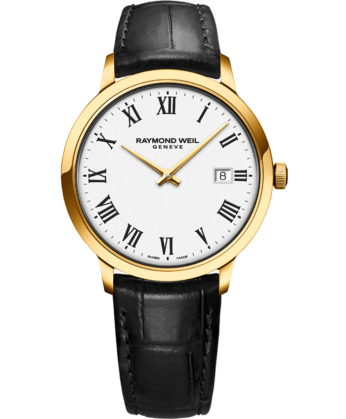 Men's Silver Brown Leather Strap Quartz Watch - Toccata | RAYMOND WEIL
