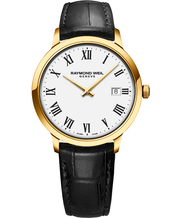 Men's Gold-Plated Steel Leather Strap Watch - Toccata