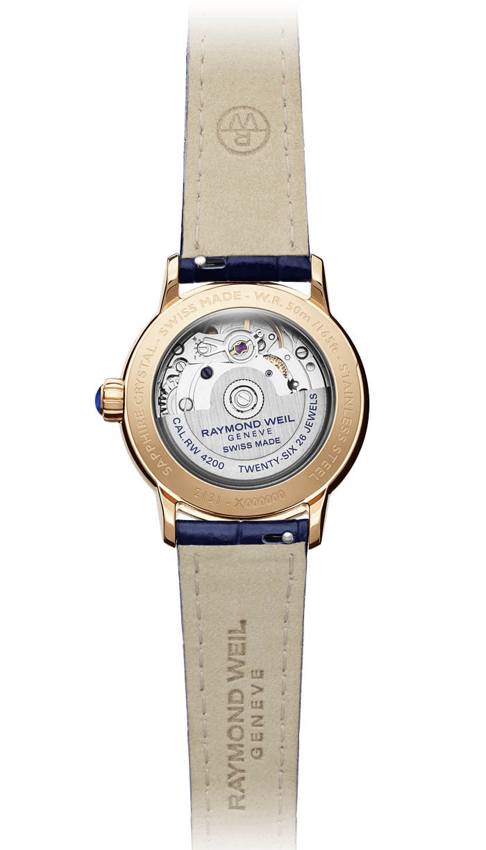 Automatikuhr mit Perlmutt, Diamanten & Lederarmband - Maestro Ladies |  RAYMOND WEIL