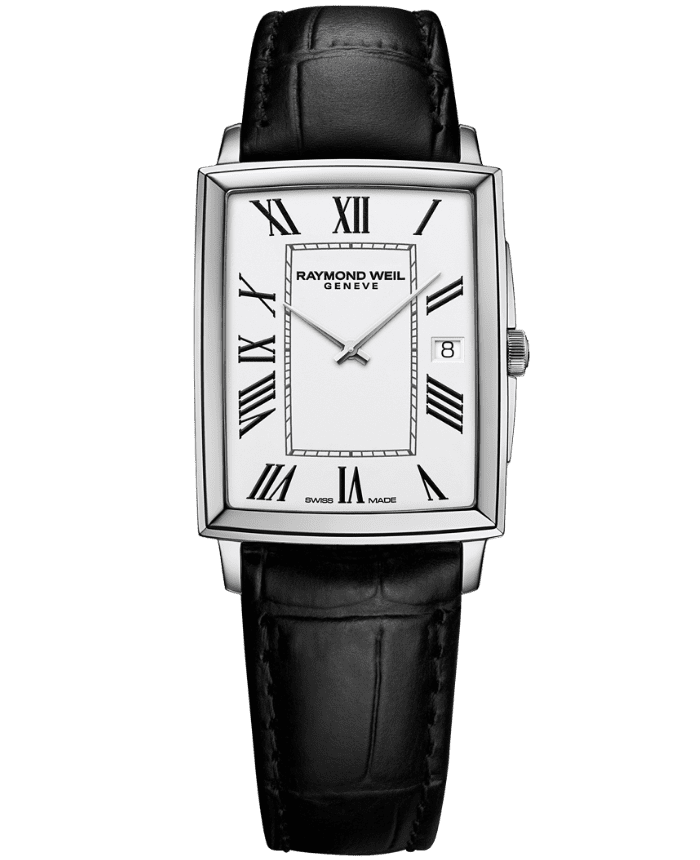 Rectangular White Dial Leather Watch - Toccata | RAYMOND WEIL