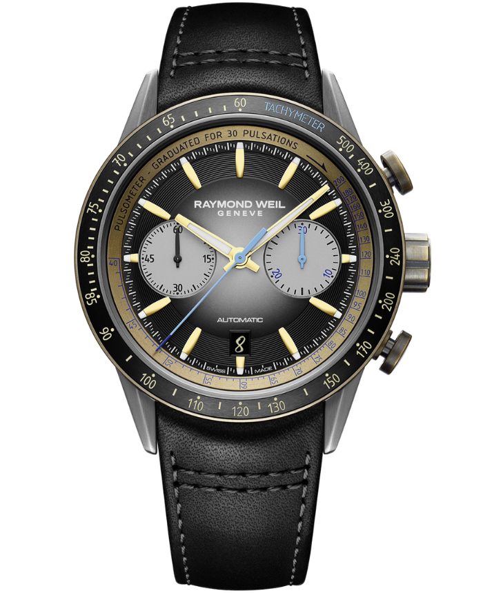 Freelancer Men's Automatic Chronograph Bi-compax Bronze and Titanium  Leather Watch, 43.5mm