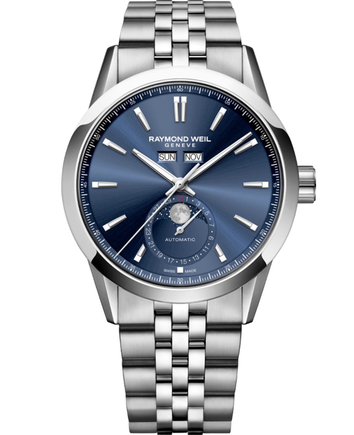 RAYMOND WEIL 5483-2 Moon Phase (Triple Date) Calendar Watc